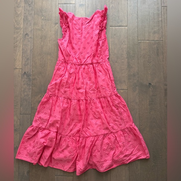 J.Crew Cotton Eyelet Midi Dress-Tropical Azalea - Picture 6 of 12